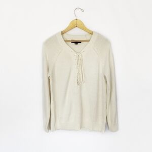 Forever 21 Laceup Cream Sweater size medium